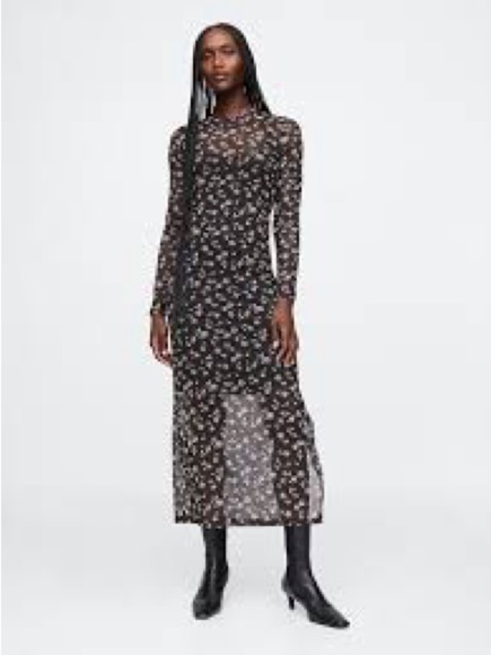 GAP | NWT Mesh Midi Dress w/ All Over Floral Print and Slip Dress Sz L Tall